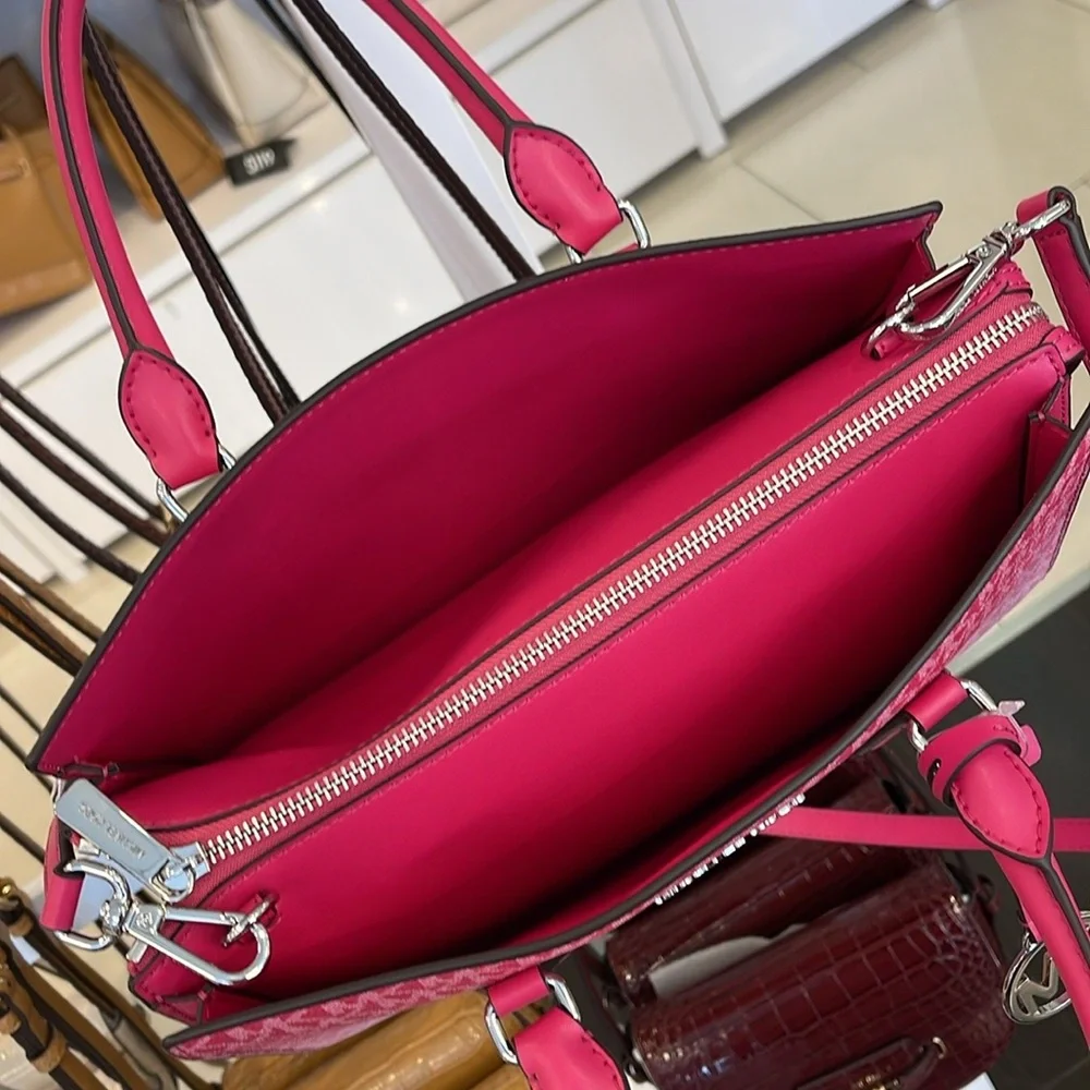 Michael Kors Sheila Medium Ombré Signature CZ Logo Satchel Crossbody Center - Picture 13 of 16